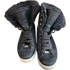 Women’s Ugg Starlyn Leather Lace Up Black Trainer Sneaker Size 7.5